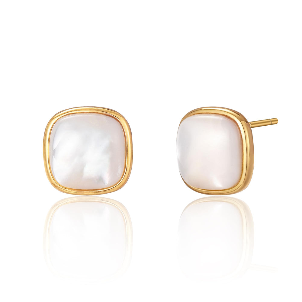 Convex Shape Mother Of Pearl Stud Earrings