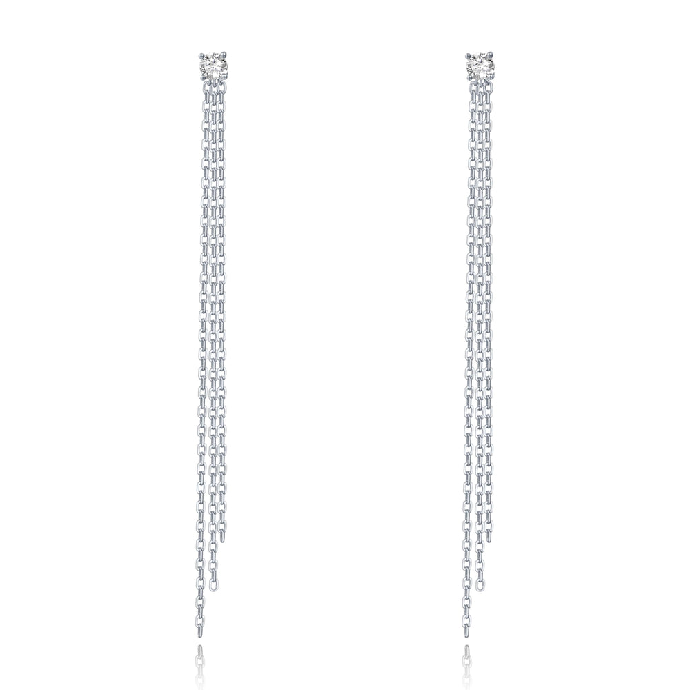 S925 Sterling Silver Through Tassel Chain Earrings