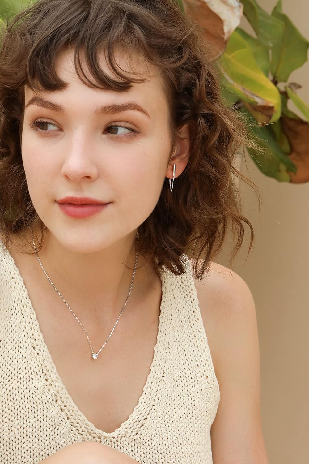 Bar with Chain Dangle Earrings