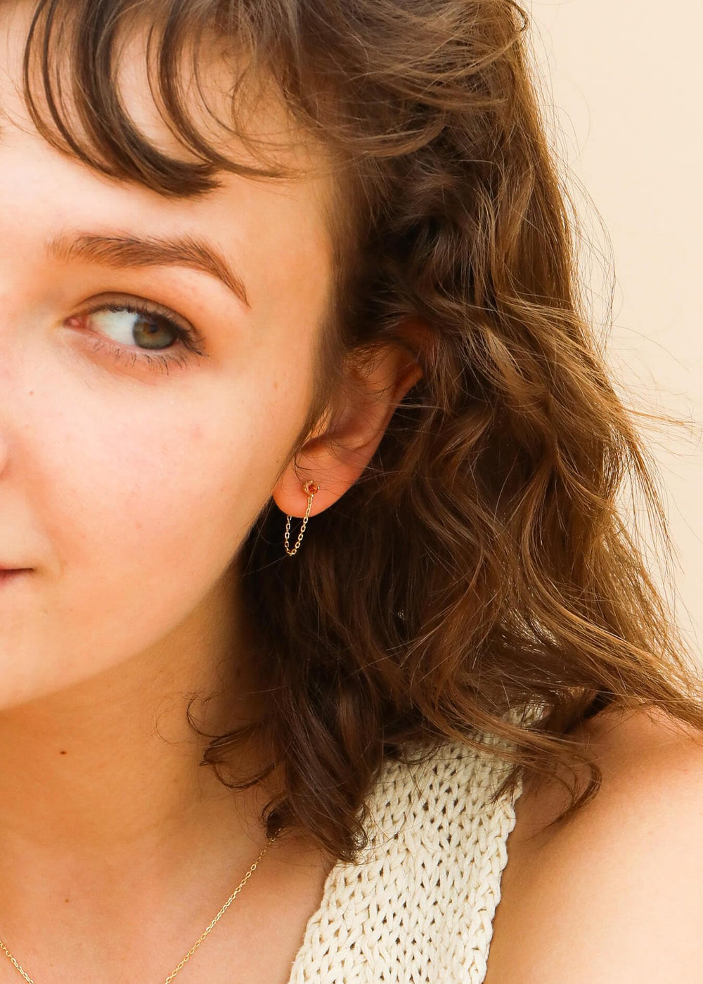 S.Leaf 925 Sterling Silver 18Karat Gold Plated Chain Earrings