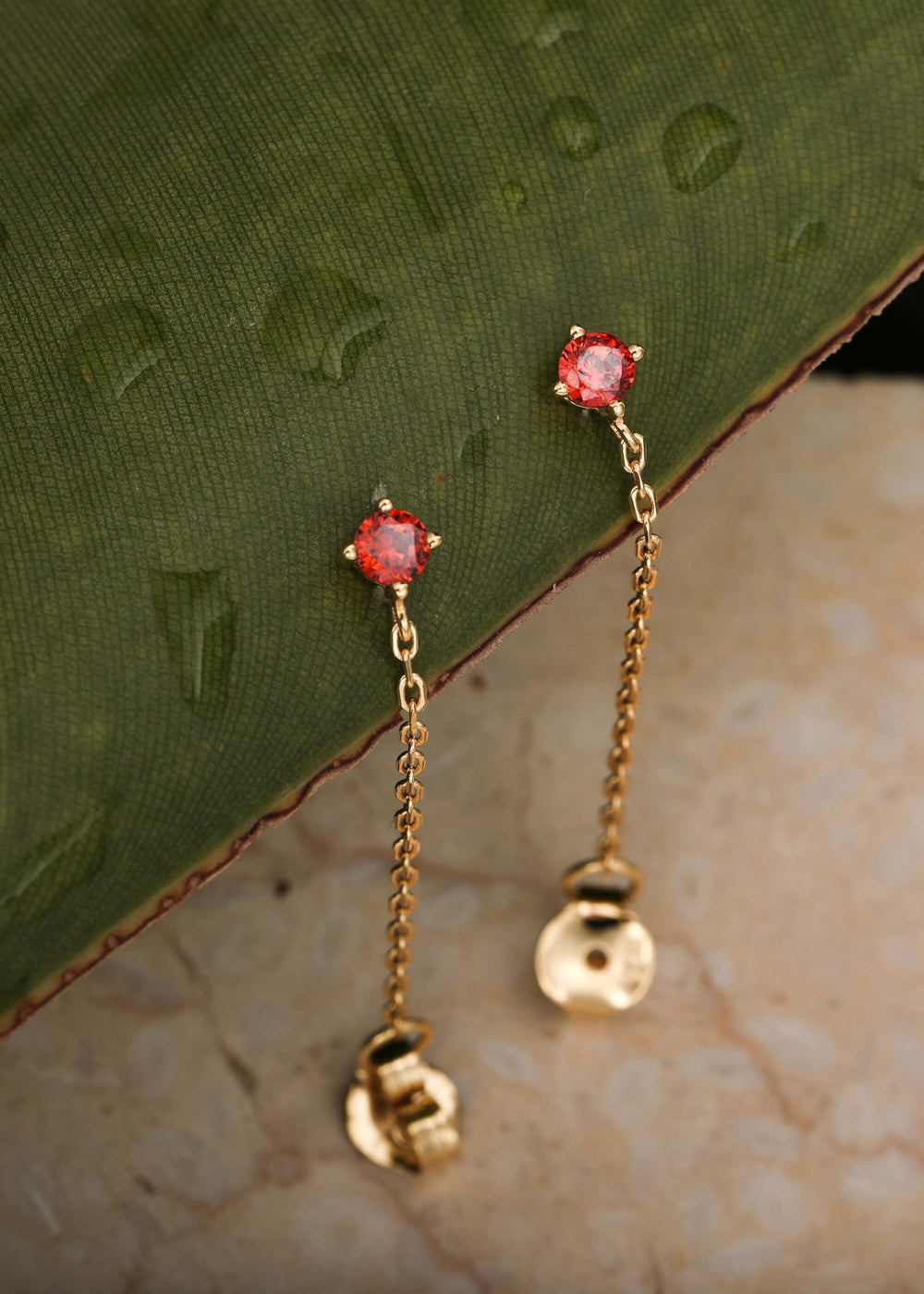 S.Leaf 925 Sterling Silver 18Karat Gold Plated Chain Earrings