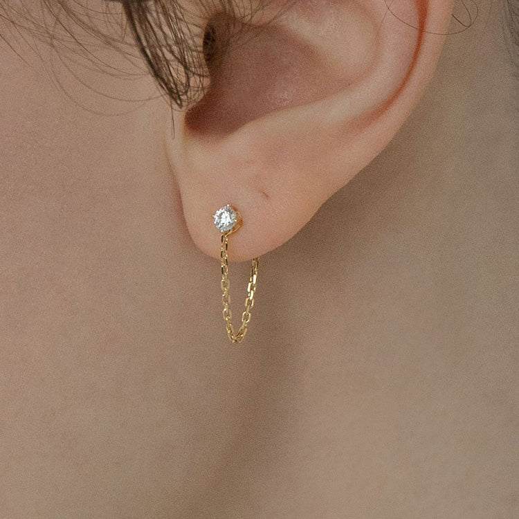Cubic Zirconia Stud earrings with Chain Dangle Earrings for women