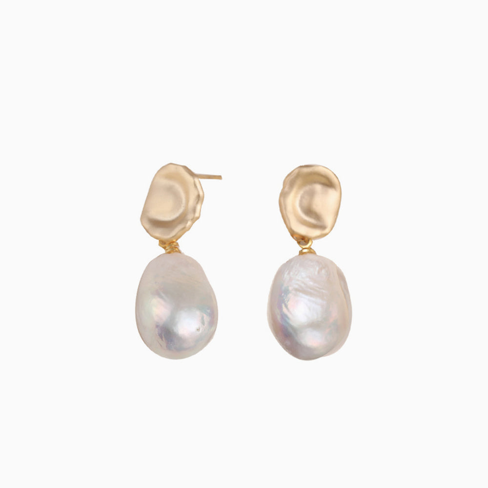 SLeaf Large Baroque Pearl Dangle Earrings
